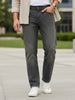 Men's Dark Grey Regular Fit Whisker Wash Yellow Tint Denim Jeans Stretchable