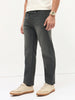 Men's Dark Grey Regular Fit Whisker Wash Yellow Tint Denim Jeans Stretchable