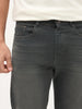 Men's Dark Grey Regular Fit Whisker Wash Yellow Tint Denim Jeans Stretchable