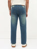 Men's Light Blue Regular Fit Whisker Wash Yellow Tint Denim Jeans Stretchable