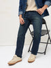 Men's Blue Regular Fit Whisker Wash Yellow Tint Denim Jeans Stretchable