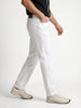 Men's White Relaxed Fit Washed Denim Jeans Non-Stretchable