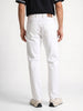 Men's White Relaxed Fit Washed Denim Jeans Non-Stretchable