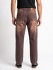 Men's Brown Relaxed Fit Washed Denim Jeans Non-Stretchable