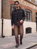 Men's Brown Relaxed Fit Washed Denim Jeans Non-Stretchable