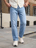 Men's Ice Blue Relaxed Fit Washed Denim Jeans Non-Stretchable