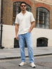 Men's Ice Blue Relaxed Fit Washed Denim Jeans Non-Stretchable