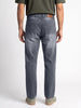 Men's Grey Relaxed Fit Washed Denim Jeans Non-Stretchable
