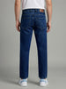 Men's Dark Blue Relaxed Fit Washed Denim Jeans Non-Stretchable