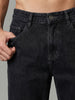 Men's Dark Grey Relaxed Fit Washed Denim Jeans Non-Stretchable