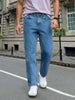 Men's Ice Blue Relaxed Fit Washed Denim Jeans Non-Stretchable