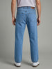 Men's Ice Blue Relaxed Fit Washed Denim Jeans Non-Stretchable