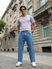 Men's Ice Blue Relaxed Fit Washed Denim Jeans Non-Stretchable