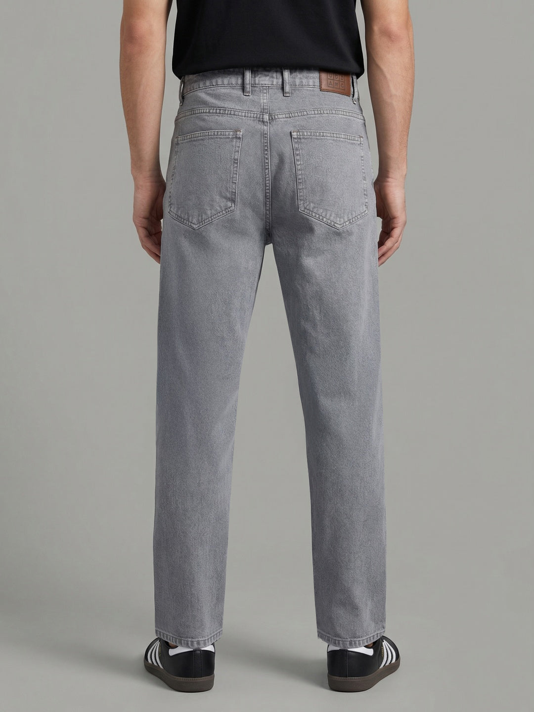 Men's Ice Grey Relaxed Fit Washed Denim Jeans Non-Stretchable
