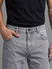 Men's Ice Grey Relaxed Fit Washed Denim Jeans Non-Stretchable