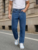 Men's Light Blue Relaxed Fit Washed Denim Jeans Non-Stretchable