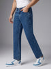 Men's Light Blue Relaxed Fit Washed Denim Jeans Non-Stretchable