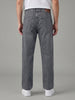 Men's Light Grey Relaxed Fit Washed Denim Jeans Non-Stretchable