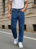 Men's Blue Relaxed Fit Washed Denim Jeans Non-Stretchable
