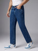 Men's Blue Relaxed Fit Washed Denim Jeans Non-Stretchable