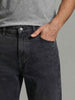 Men's Grey Relaxed Fit Washed Denim Jeans Non-Stretchable