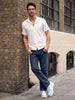 Men's Dark Blue Relaxed Fit Washed Denim Jeans Non-Stretchable