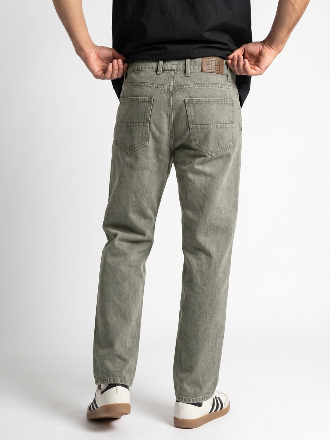 Men's Ice Grey Relaxed Fit Washed Denim Jeans Non-Stretchable