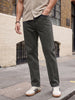 Men's Light Grey Relaxed Fit Washed Denim Jeans Non-Stretchable