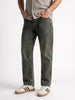 Men's Light Grey Relaxed Fit Washed Denim Jeans Non-Stretchable