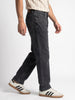 Men's Grey Relaxed Fit Washed Denim Jeans Non-Stretchable