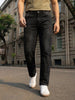 Men's Black Relaxed Fit Washed Denim Jeans Non-Stretchable