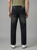 Men's Black Relaxed Fit Washed Denim Jeans Non-Stretchable