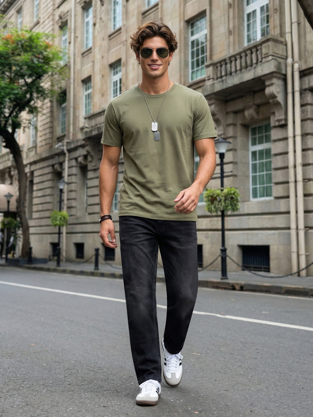 Men's Black Relaxed Fit Washed Denim Jeans Non-Stretchable