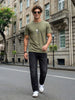 Men's Black Relaxed Fit Washed Denim Jeans Non-Stretchable