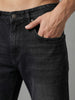 Men's Black Relaxed Fit Washed Denim Jeans Non-Stretchable