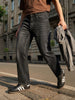 Men's Dark Grey Relaxed Fit Washed Denim Jeans Non-Stretchable