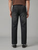 Men's Dark Grey Relaxed Fit Washed Denim Jeans Non-Stretchable