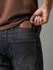 Men's Dark Grey Relaxed Fit Washed Denim Jeans Non-Stretchable