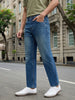Men's Light Blue Relaxed Fit Washed Denim Jeans Non-Stretchable
