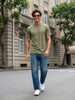 Men's Light Blue Relaxed Fit Washed Denim Jeans Non-Stretchable