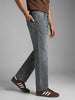 Men's Light Grey Relaxed Fit Washed Denim Jeans Non-Stretchable
