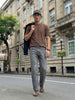 Men's Light Grey Relaxed Fit Washed Denim Jeans Non-Stretchable