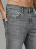 Men's Light Grey Relaxed Fit Washed Denim Jeans Non-Stretchable