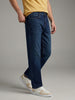 Men's Blue Relaxed Fit Washed Denim Jeans Non-Stretchable