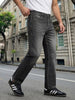 Men's Grey Relaxed Fit Washed Denim Jeans Non-Stretchable