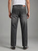 Men's Grey Relaxed Fit Washed Denim Jeans Non-Stretchable