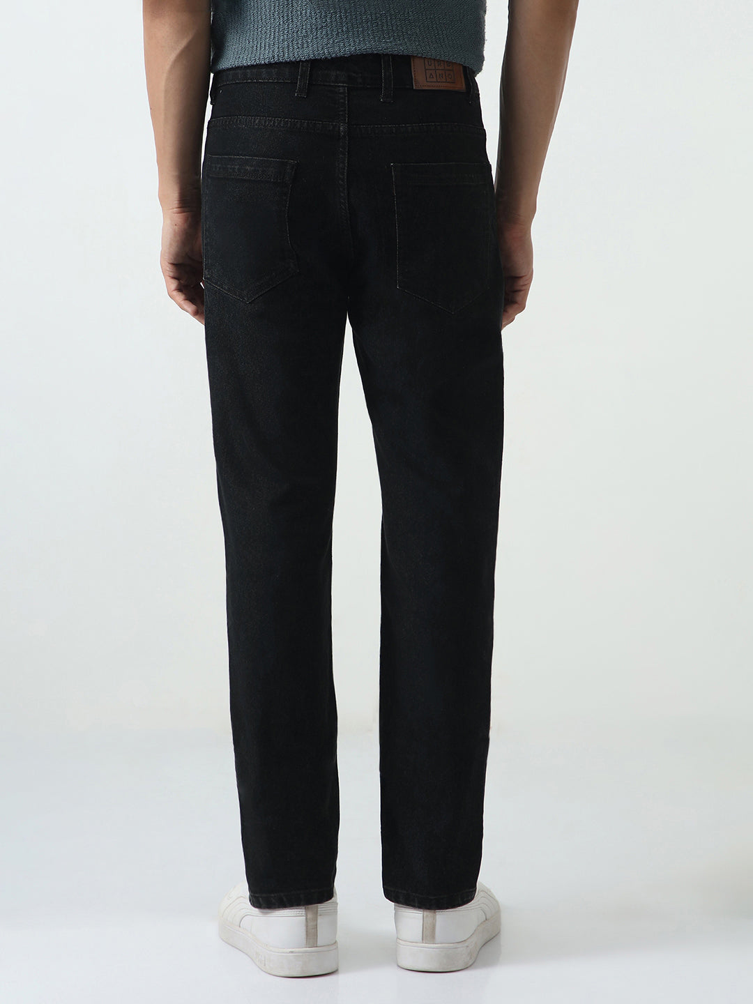 Men's Black Slim Fit Washed Denim Jeans Stretchable