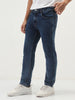 Men's Dark Blue Slim Fit Washed Denim Jeans Stretchable