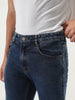 Men's Dark Blue Slim Fit Washed Denim Jeans Stretchable