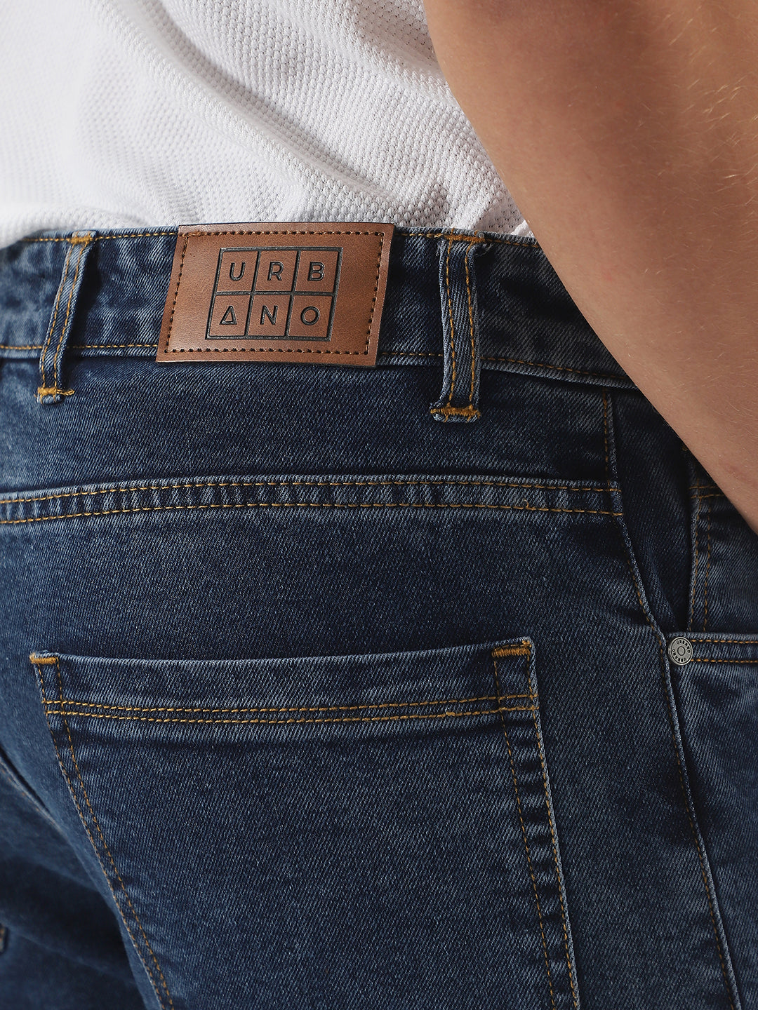 Men's Dark Blue Slim Fit Washed Denim Jeans Stretchable